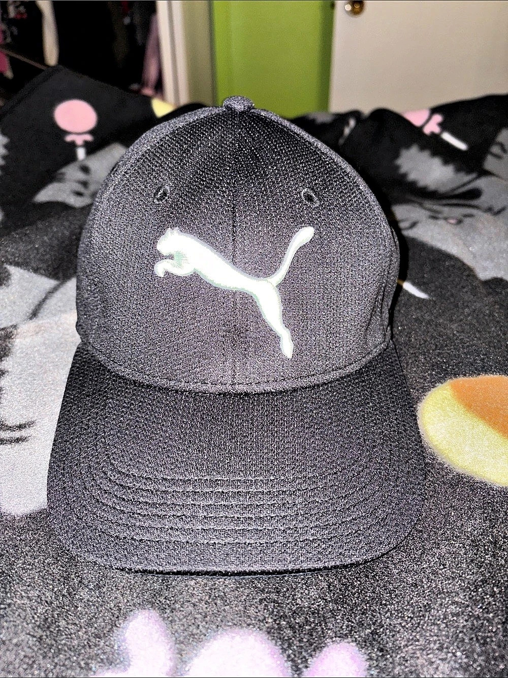 Puma Black Cap Sport Active Logo Size Small Adult